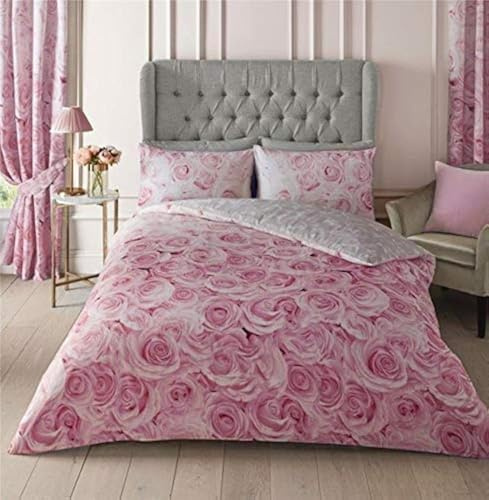 Homemaker Bedding® duvet set flowers pink roses quilt cover & pillow cases (Double)