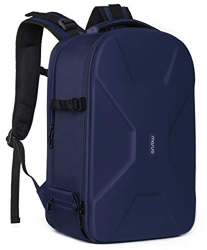 MOSISO kameraryggsäck, DSLR/SLR/spegelfri kameraväska 15-16 tum vattentätt hårt skal med stativhållare och laptopfack kompatibel med Canon/Nikon/Sony