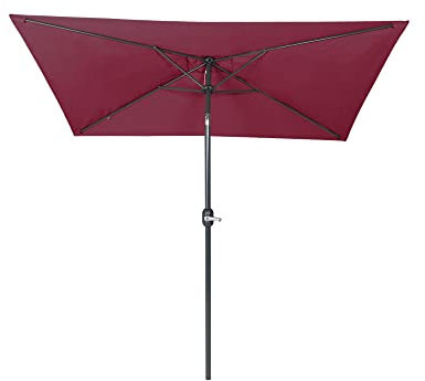 paramondo parajuna Sonnenschirm Kurbelschirm Knickbar, Stabiler Stahlmast, wasserabweisende Bespannung, Rechteckig, 2,3 x 1,3 m, Bordeaux