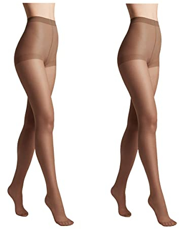 Conte elegant SOLO 20 DEN Lot de 2 Collants Semi-Mat pour Femmes Résistants - Collants Fins et Lisses avec Culotte Marquée - Taille 3