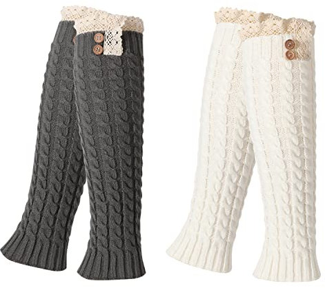 QKURT 2 Paar lange Beinwärmer,Sport-Yoga-Beinwärmer Winterstiefel-Manschettenwärmer für Damen, Mädchen