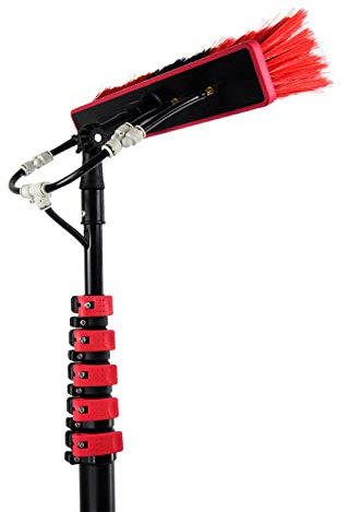 Witriolik Profi Teleskopstange 10.8 Meter mit Gleitstein 4 teilig und Grip Protector mit Teleskopstange Multifunktionsmop Alu Teleskopstange und Teleskop Waschbürste - Externer Wasserschlauch