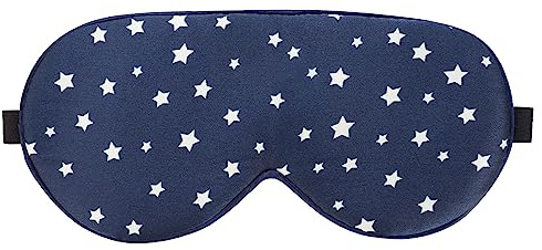 ALASKA BEAR Natural Silk Sleep Mask, Super Smooth Eye Mask (Blue Stars)