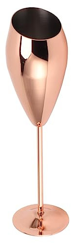 Champagne Flutes, Stainless Steel Modern Brass Plated Copper Goblet Tulip Cup Disposable with Thick Bottom for Pub
