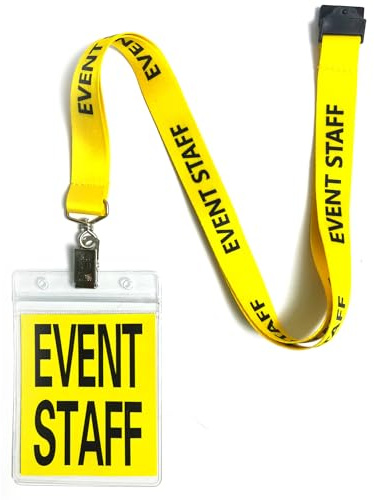 25 Set Yellow Event Staff Lanyard, with Plastic Card Holder and Pass Card, Identifiable Event Lanyard, for Conference School Concert Backstage and Other Activities