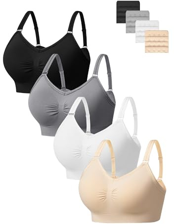 HBselect 4Pcs Sujetador sin Aros para Mujer Cómodo Bralette Mujer sin Costuras, Bralette Confeccionado en Microfibra Tipo Top, Sujetador Elastizado sin Costuras