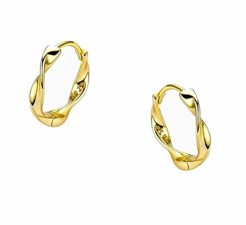 Hmzidz 925 Sterling Silber Gedrehte Creolen für Damen Herren,Ohrringe Gold/Silber Creolen Klein,Hoops Ohrringe echt Silber,Hypoallergen Kreolen Ohrschmuck für Frauen Mädchen (Gold)