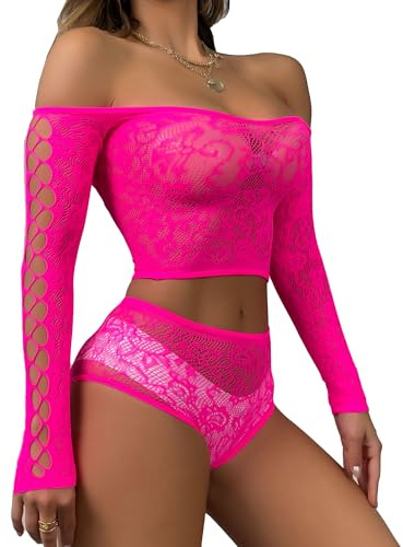 XIUSEMY - Lencería Sensual para Mujer, Mini Vestido Sexy, Babydoll corsé para Ropa Interior, Talla única(0050 Rojo Rosa)