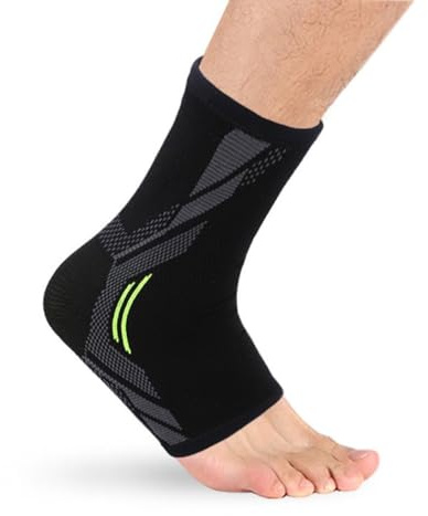 King Design bandage med fotled, justerbart fotbandage, flexibelt fotledsband, ultratunt fotledband, bekväm, höger och vänster fotled, kvinnor och män (svart 1 stycken) (M)