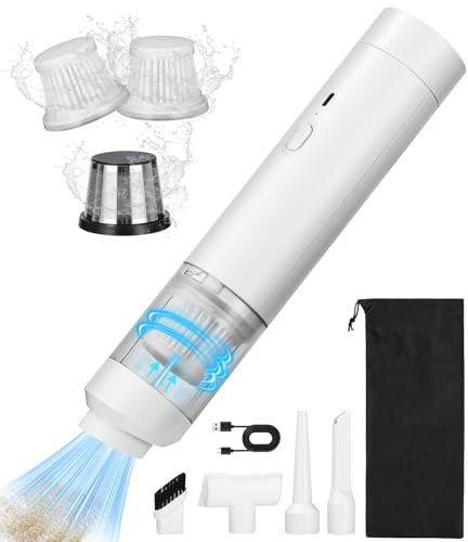 Mini staubsauger,Handstaubsauger Akku, 12000Pa Handstaubsauger Kabellos mit USB-C Schnellladung, 2 in 1 Auto Staubsauger Stark Multifunktion Luftgebläsepumpe, Mini Staubsauger für Auto Outdoor