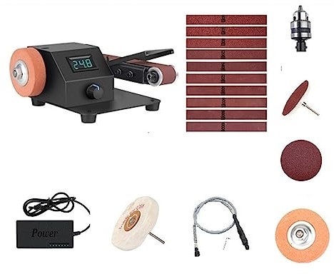 Levigatrice da banco Levigatrice a nastro elettrica multifunzionale Levigatrice for coltelli Affilacoltelli Fai da te Lavorazione del legno Lucidatura Levigatrice for levigatrice(350W Digital Display)