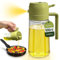 PORTENTUM Ölsprüher für speiseöl 2 in 1-500ml Öl Sprühflasche lebensmittelecht, Ölspray zum Kochen, Hochwertiger Öl Zerstäuber, Ölsprüher für Heißluftfritteuse (Grün)