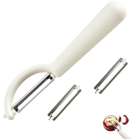 P-Sparschäler für Tupper mit 2 Ersatzklingen,Schäler Für Tupperware Ersatzteile,Kartoffelschäler Küche Set,Spargelschäler,Edelstahl Ersatzklinge für Gemüseschäler,Schälmesser,Vegetable Peeler (Weiß)