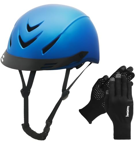 Equestrian Adult Helmet and Gloves Set for Horseback Riding and Training, Gloves Kits for Women and Man (Blue)