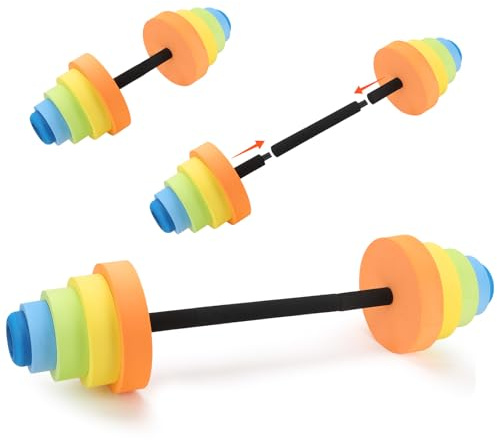 RoundFunny Adjustable 30.7 Aquatic Exercise Dumbbells Water Dumbbell Pool Resistance Aquatic Fitness Swim Barbell with 4 High-density EVA Foam for Water Aerobics Weight Loss
