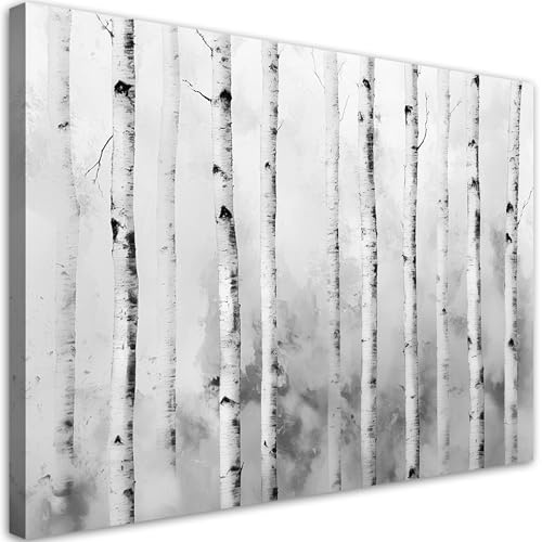 Feeby - Tableaux Decoratifs - Tableau Salon Grand Format - Forêt de bouleaux paysage nature - 45x30 1partie - Tableau Decoration Murale - Toile Imprimée - Impression sur Toile Peinture