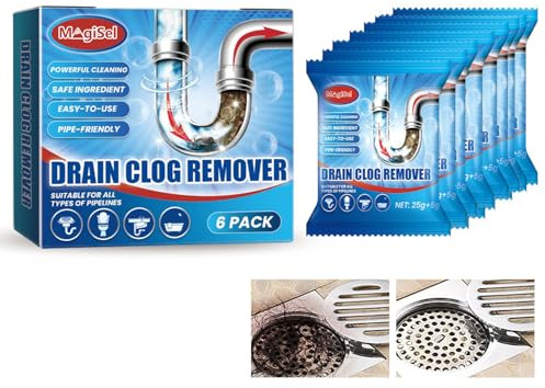 Desatascador Tuberias, Fuerte Desatascador Tuberias Profesional, 6 Pieces Polvo Limpiador de Tuberías de Cocina, Limpiador eliminador de olores para fregaderos para Lavabos Alcantarillas Inodoros