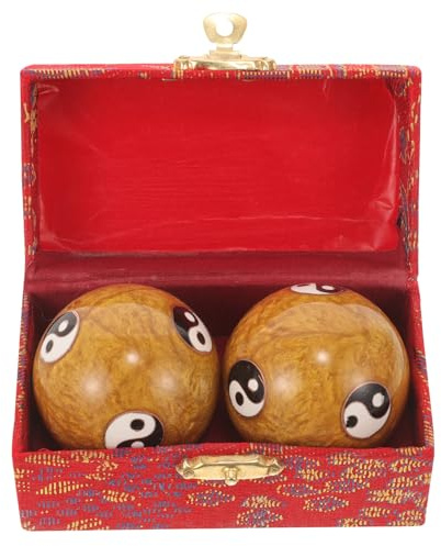 IMIKEYA Baoding - Palloni da massaggio a mano, in metallo, 47 mm, dorati, 2 pezzi, per alleviare lo stress, esercizi e massaggi muscolari portatili, per uso colore casuale