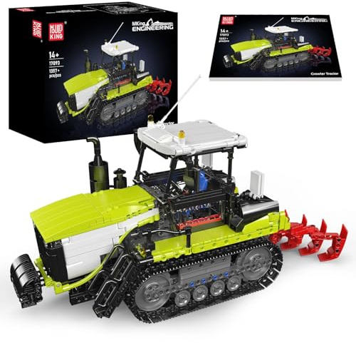 Mould King 17093 Remote Controlled Tractor Model Building Set, 1357 Pieces Motorized Agricultural Vehicle Assembly Project with Dual App and Remote Control, Mechanical Display for Adult