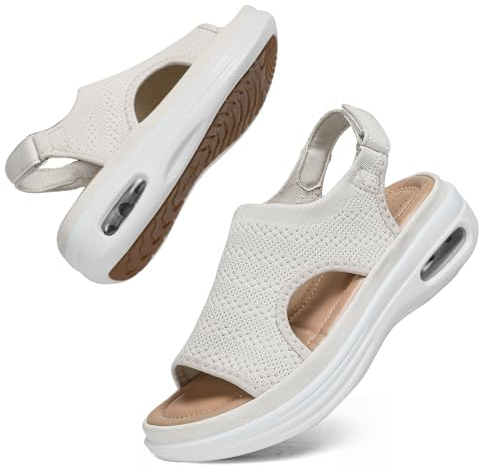 Bravover Sandals Womens Air Cushion Sandals Summer Washable Sport Ladies Walking Sandals Womens Wedge Platform Walking Shoes Casual Thick Bottom Comfy Beach Shoes
