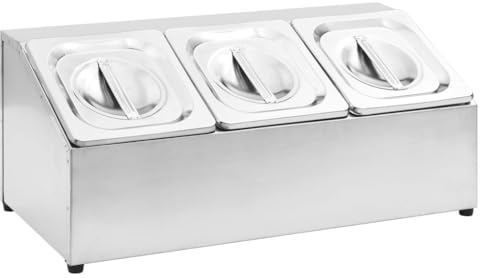 Generico Supporto Gastronorm con 3 Contenitori GN 1/6 in Acciaio Inox,Cucina e Pranzo,Strumenti e Utensili Cucina,Armadi da Cucina,Contenitori e Supporti per Utensili da Cucina,Argento,3.5 kg,51220
