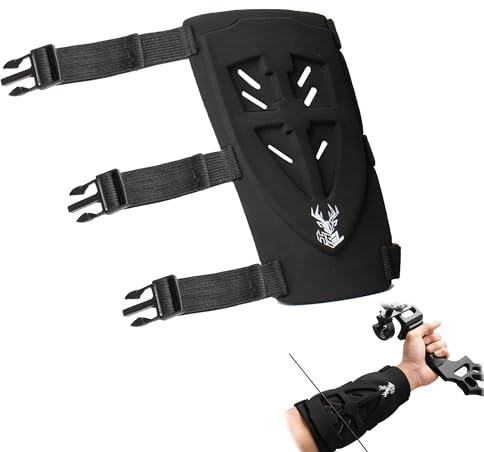 Protector de brazo ajustable para tiro con arco, diseño de 3 hebillas, protector de antebrazo transpirable y suave para jóvenes y adultos, caza y tiro al blanco