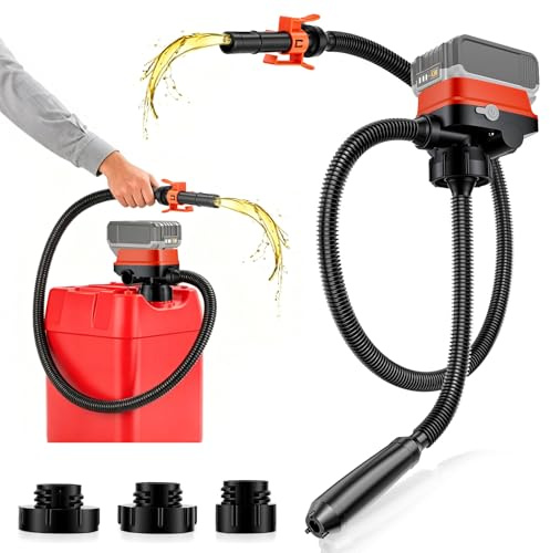 Pompa Benzina Elettrica con Arresto Auto 12L/min, Pompa per Travaso Benzina, Pompa Travaso Gasolio Elettrica con 3 Adattatore, Tubo Lungo 1.5M, per Diesel/Olio, per Auto, Trattore, Moto, Barca