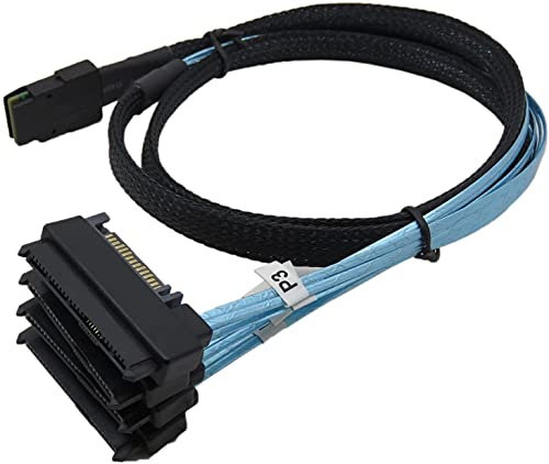 CableDeconn Mini SAS 36 SFF-8087 auf (4) SFF-8482 Anschlüsse mit SATA-Stromversorgung, 0,5 m