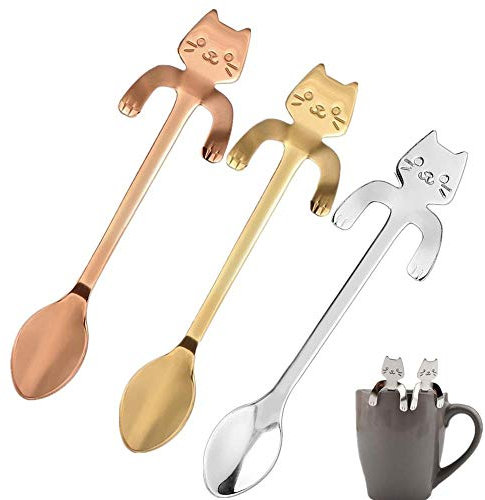 Aeromdale Cuillère à café Mini cuillère en Acier Inoxydable pour Chat M, Soupe au thé Sucre Sucre Dessert Apéritif Assaisonnement Cuillère Bistro