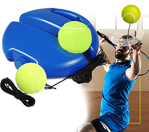 Tennis Trainer, Tragbar Tennistrainer Set Trainer Baseboard mit Seil und 2 Rebound Ball, Solo Selbststudium Übungs-Trainingswerkzeug Tennistrainingsausrüstung für Erwachsener Kinder Anfänger