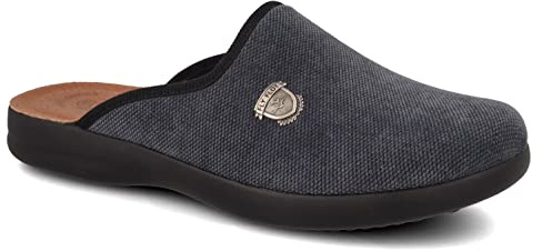 Fly Flot | Classic Man, Pantofole Uomo con Stemma, Ciabatta con Tomaia in Microfibra, Sottopiede imbottito in Pelle Antishock, Blu, 39