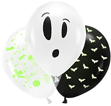 PartyDeco Luftballon Set UV Halloween Geister | Ø27 cm - 3Stk.
