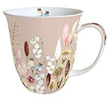 Ambiente Rosa Blumen Geblümte Porzellan Henkeltasse 400 Milliliter Kaffeetasse
