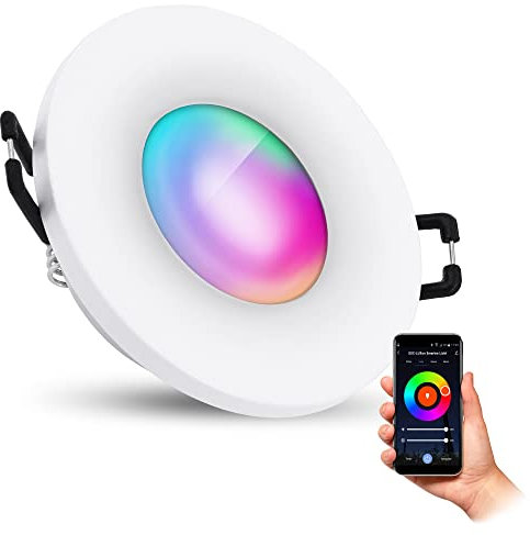 SSC-LUXon BEDA Bad Einbaustrahler IP65 flach dimmbar Smart inkl. WiFi LED Lampe (RGB & Weißtöne) - Spot kompatibel mit Alexa, Siri & Google