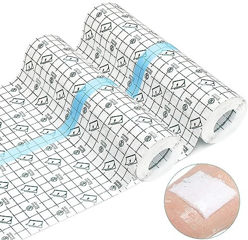 BURGEON 2 PCS Benda Trasparente Impermeabile,15cm*1m Cerotti Elastici di Fissaggio,Cerotti Impermeabili per Doccia,Pellicola per Tatuaggi Protezione,Bendaggio Antiallergico,Protezione Delle Ferite