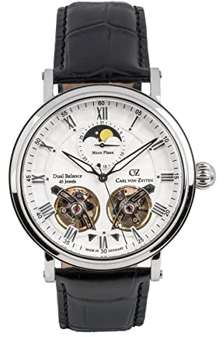 Carl von Zeyten Herren Analog Automatik Uhr mit Leder Armband CVZ0054SLSR
