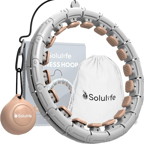 SOLULIFE Rockring för vuxna, viktminskning och massage, 24-delad rockring för viktminskning, tränar höfter, ben, rumpa, hoopie som aldrig ramlar ner, hoola Hoop med boll inkl. väska