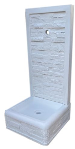 Fanuli Manufatti - Fontana a muro Modello Pietra con vasca a terra, ottima anche come lavapiedi da entrata, fontana a muro per giardino, Fontanella anche per spazi ridotti