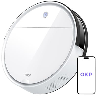 OKP Robot Aspirador K5, with Freemove 3.0 Intelligent Obstacle Avoidance, 2500pa, Suction Design, 0 Entanglement, Slim, Quiet,120 Min Running Time, Four Cleaning Modes, WiFi/Alexa/App, for Pet Hair