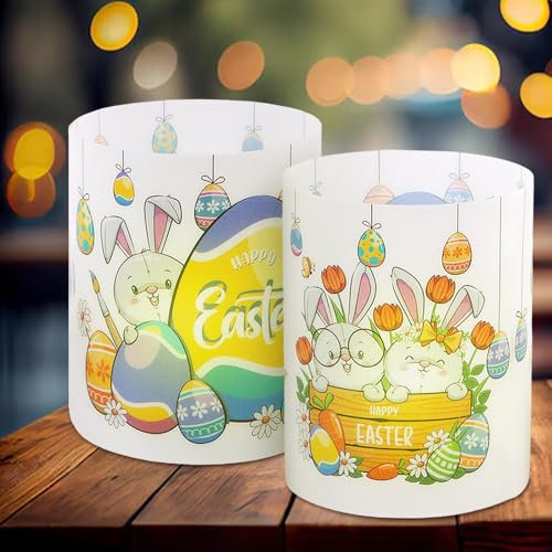 12 Stück Windlicht Ostern Tischdeko, Windlichter Tischdeko Osterdeko, Osterkerze Dekoration, Windlichter Osterdekoration für Tischdekorationen