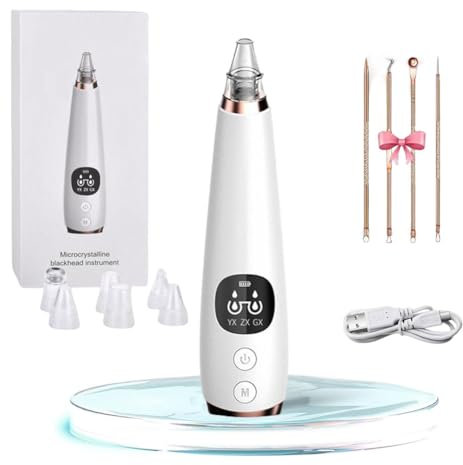 Aspiratore Punti Neri Professionale, Estrattore Elettrico per Pulizia Viso, Profonda 6 Testine per Estrattore 3 Modalità di Aspirazione, Rimozione di Punti Neri, Brufoli e Grasso con Ricarica USB