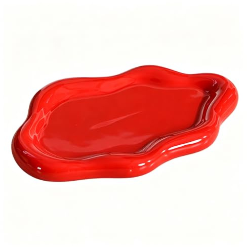 CCHONGCC Ceramic Jewellery Dish Trinket Dish Jewelry Tray Cloud Shape Tray Perfume Tray Rings/Earrings/Bracelets/Watch/Keys Tray for Valentine's Day//Mother's Day/Birthday Gift (Red)