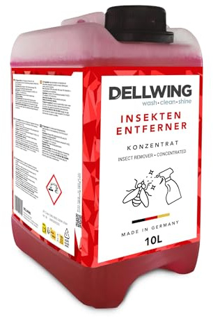 DELLWING Detergente per Insetti concentrato 10 l, rimuovi Insetti per Auto, per Vernice, Vetro e plastica, Ideale per Il pretrattamento Prima del Lavaggio, Made in Germany