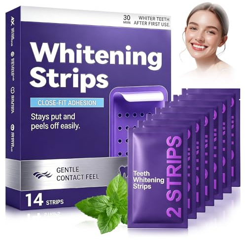 14 Piezas Morado Tiras Blanqueadoras, Blanqueamiento Dental, Whitening Strips Anti-Deslizantes, Para Amantes Del Café O Té, Efecto Rápido, Sonrisa Más Clara Tras Una Semana