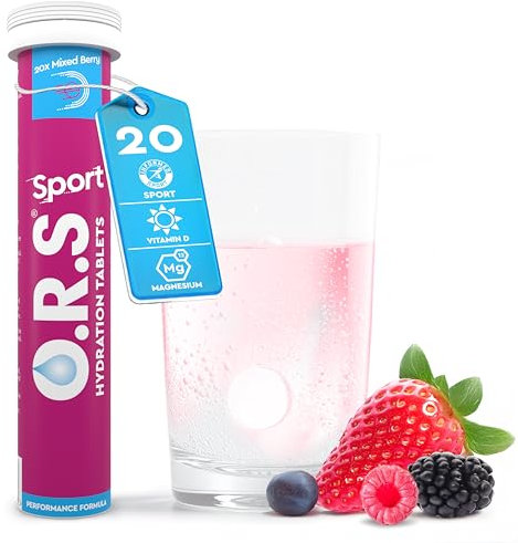 O.R.S Sport Hydration Tablets - Mixed Berry 1 Tube | Winter Sports Electrolytes with Vitamin D & Magnesium for Rehydration & Recovery | Electrolyte Replacement Salts | Vegan, Gluten-Free & Low Calorie