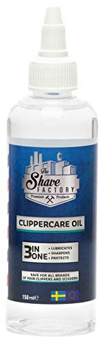The Shave Factory Clipper Oil 3 in 1, 150 ml, olio per macchine, cura per il tuo tagliacapelli