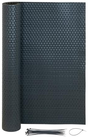 Jardinion Sichtschutzmatte Rattan Optik 1 x 5m Anthrazit Sichtschutz, geeignet als Terrassen, Gartenzaun und Balkon Sichtschutz, inkl. Kabelbinder