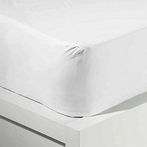Protector Cover Fitted Sheet Bed Cover Vinyl Plastic Waterproof Fitted Bed Sheet Mattress Protector Cover Extra Deep Vinyl Plastic Soft Breathable Mattress Cover Elastic Fitted Non-Allergenic (Double)