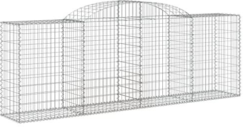 vidaXL Paniers à gabions arqués 2 pcs 300x50x100/120 cm fer galvanisé, gabion, cage de gabion, panier de mur de gabion, mur de gabion