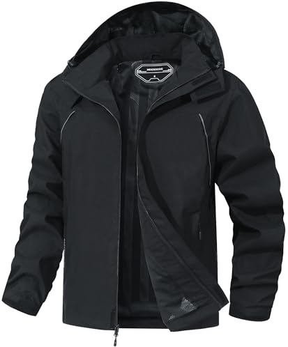 MAOYSSEN Outdoor Men's Waterproof Raincoat Windbreaker Lightweight Rain Jacket with Detachable Hood